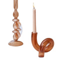 Candelador de candelabros de velas de vidrio ondulado múltiple